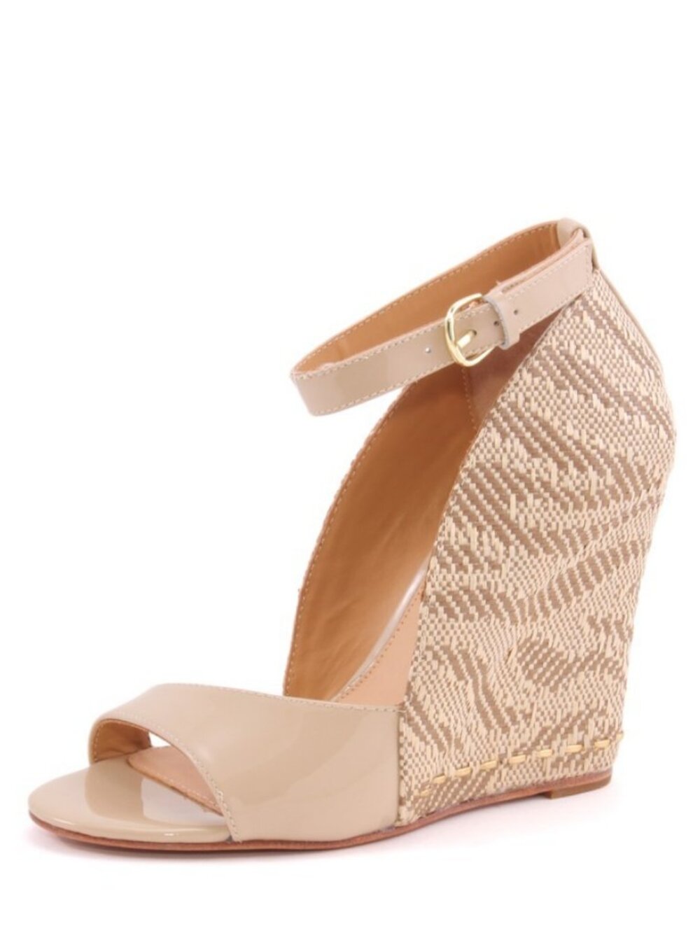 Mark & James Badgley Mischka RIVA Vanilla Raffia Leather Wanton Wedges Size 5.5